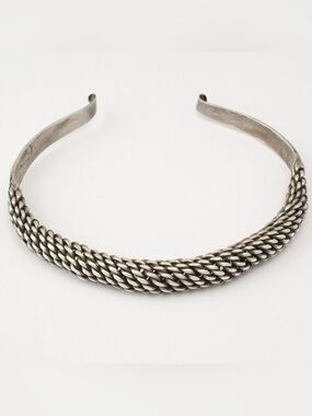 Antique Southeast Asian Silver Choker Necklace Hill Tribe Neck Ring